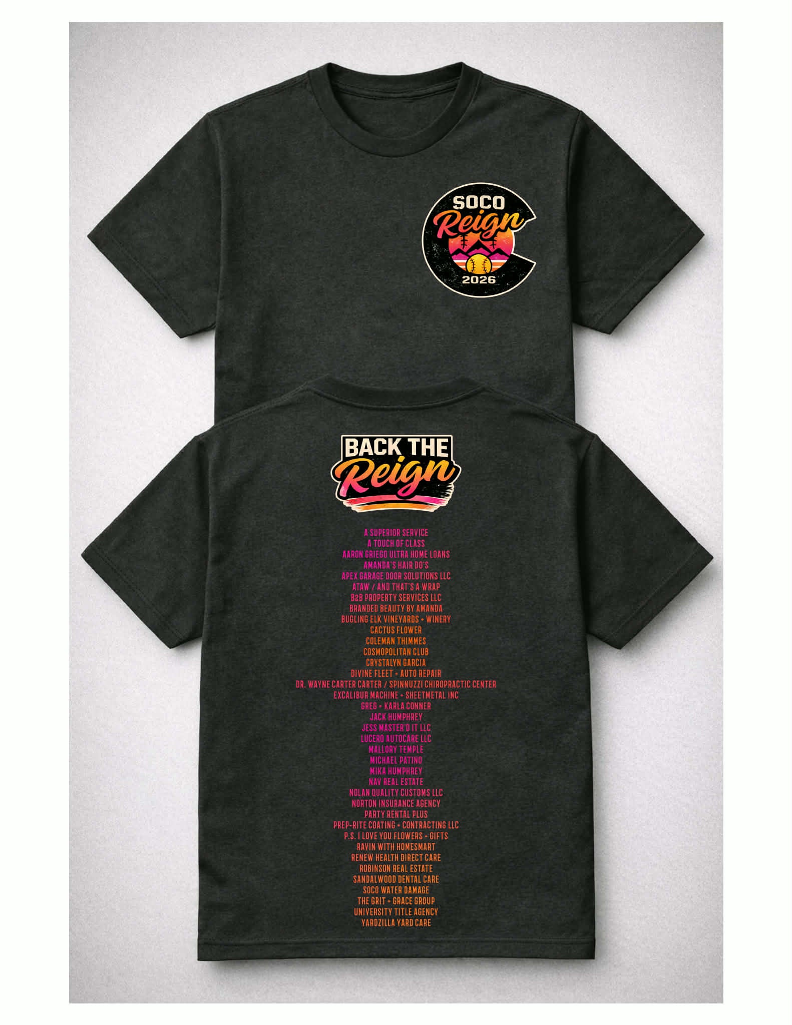 Reign Sponsor shirts